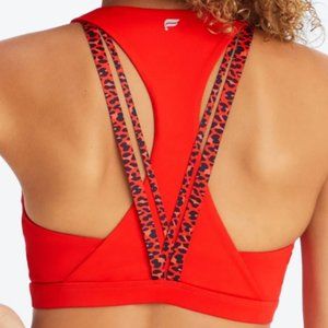 NWT Fabletics Medium Impact Sports Bra Electric Cherry Mini Leopard